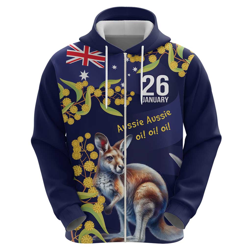 Blue Kangaroo and Golden Wattle Personalised Hoodie Happy Australia Day 6 January LT9 - Vibe Hoodie Shop