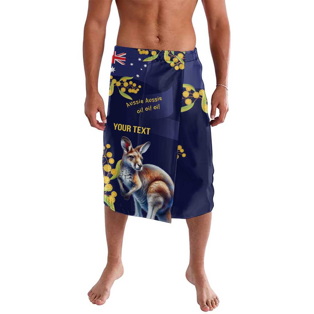 Blue Kangaroo and Golden Wattle Personalised Lavalava Happy Australia Day 6 January