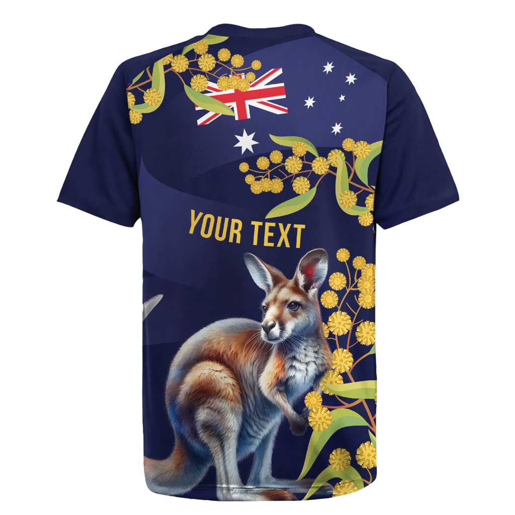 Blue Kangaroo and Golden Wattle Personalised Rugby Jersey Happy Australia Day 6 January