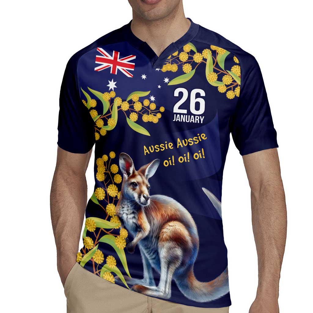 Blue Kangaroo and Golden Wattle Personalised Rugby Jersey Happy Australia Day 6 January