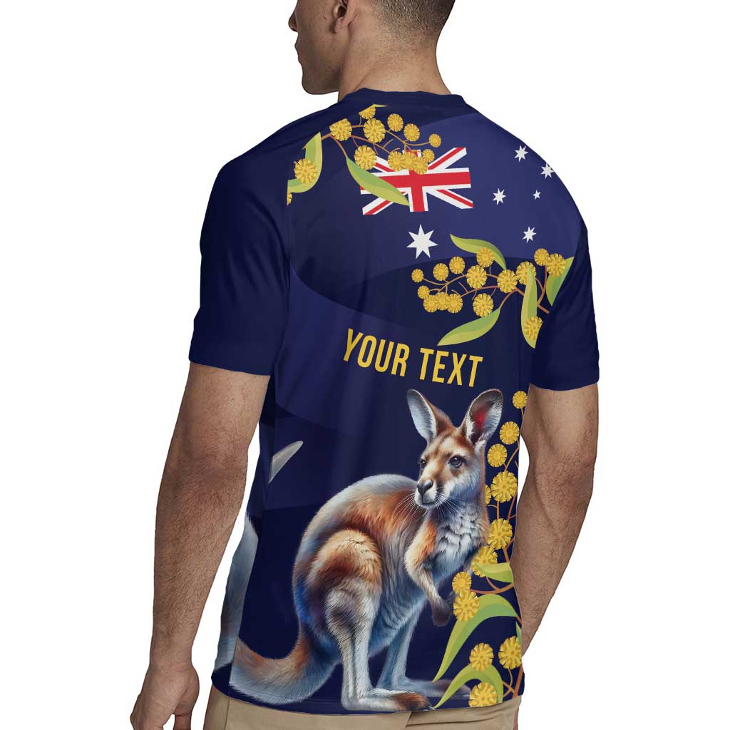 Blue Kangaroo and Golden Wattle Personalised Rugby Jersey Happy Australia Day 6 January