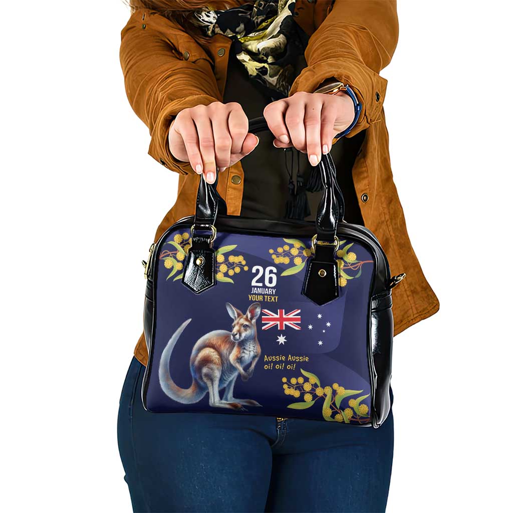 Blue Kangaroo and Golden Wattle Personalised Shoulder Handbag Happy Australia Day 6 January - Vibe Hoodie Shop