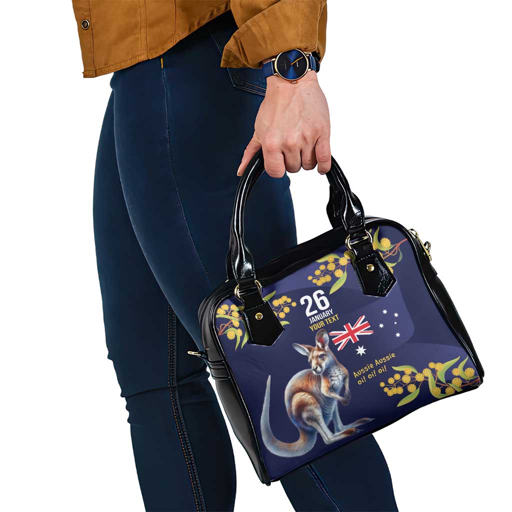 Blue Kangaroo and Golden Wattle Personalised Shoulder Handbag Happy Australia Day 6 January - Vibe Hoodie Shop