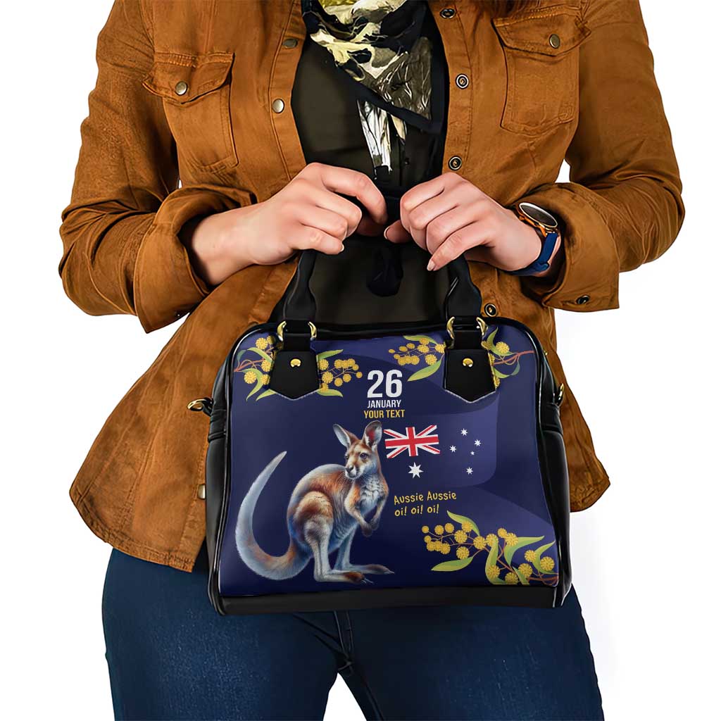 Blue Kangaroo and Golden Wattle Personalised Shoulder Handbag Happy Australia Day 6 January - Vibe Hoodie Shop