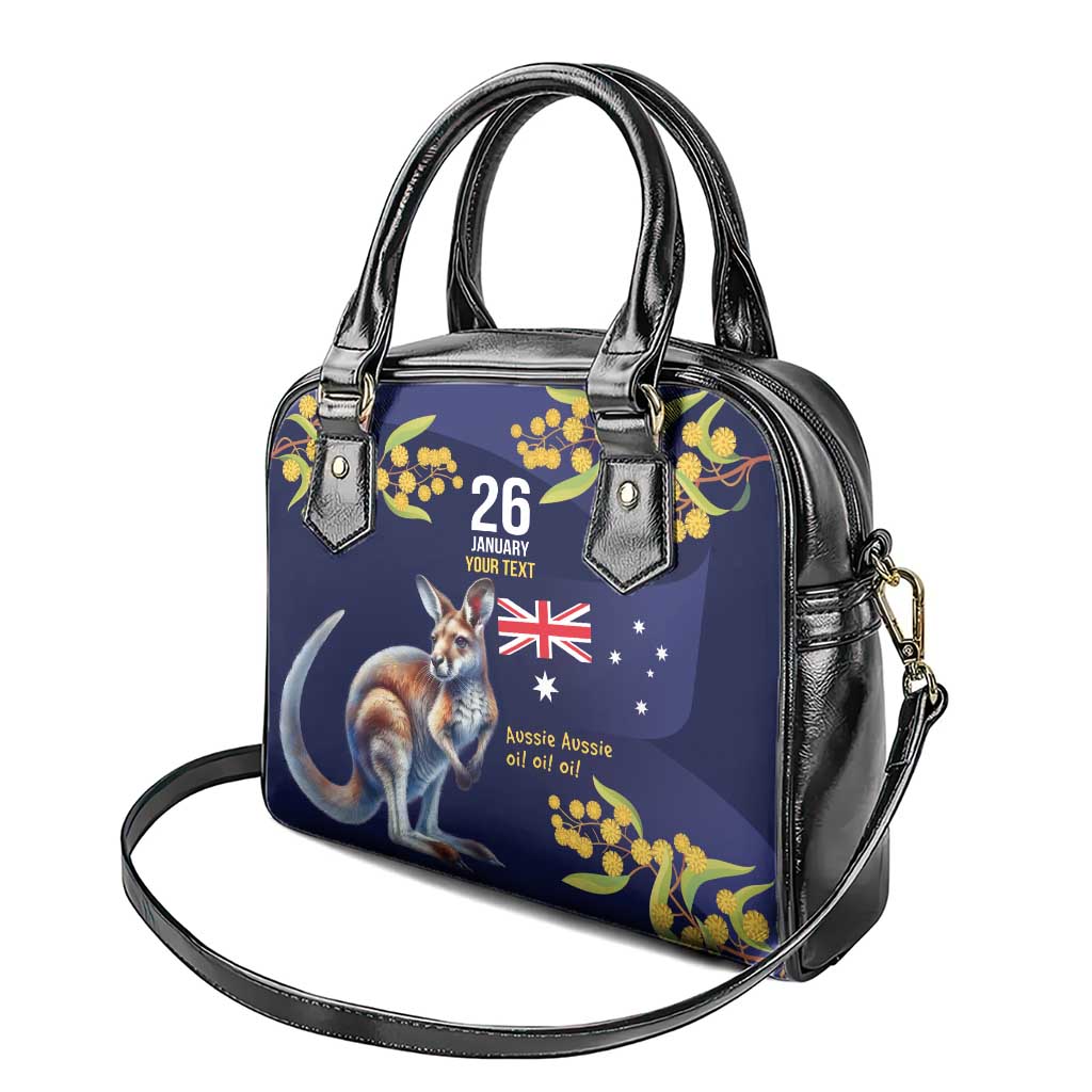 Blue Kangaroo and Golden Wattle Personalised Shoulder Handbag Happy Australia Day 6 January - Vibe Hoodie Shop