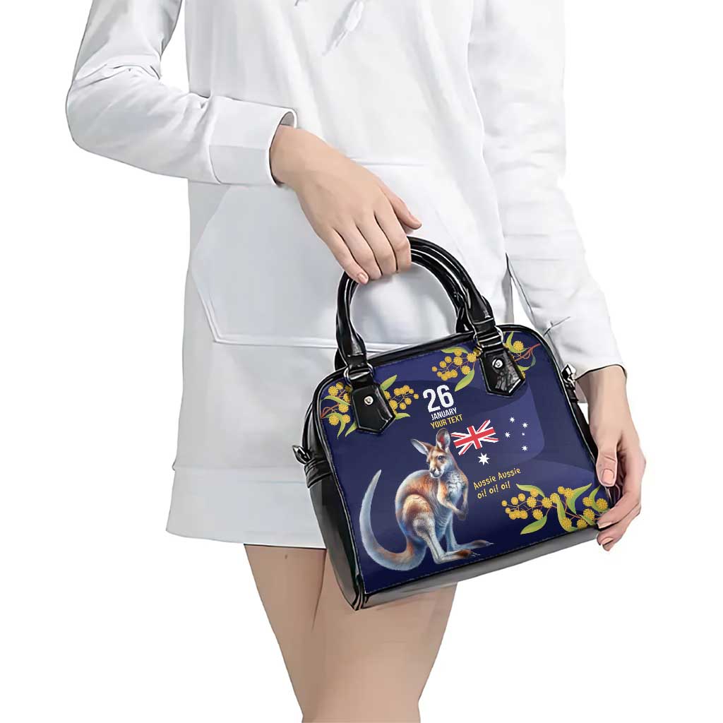 Blue Kangaroo and Golden Wattle Personalised Shoulder Handbag Happy Australia Day 6 January - Vibe Hoodie Shop