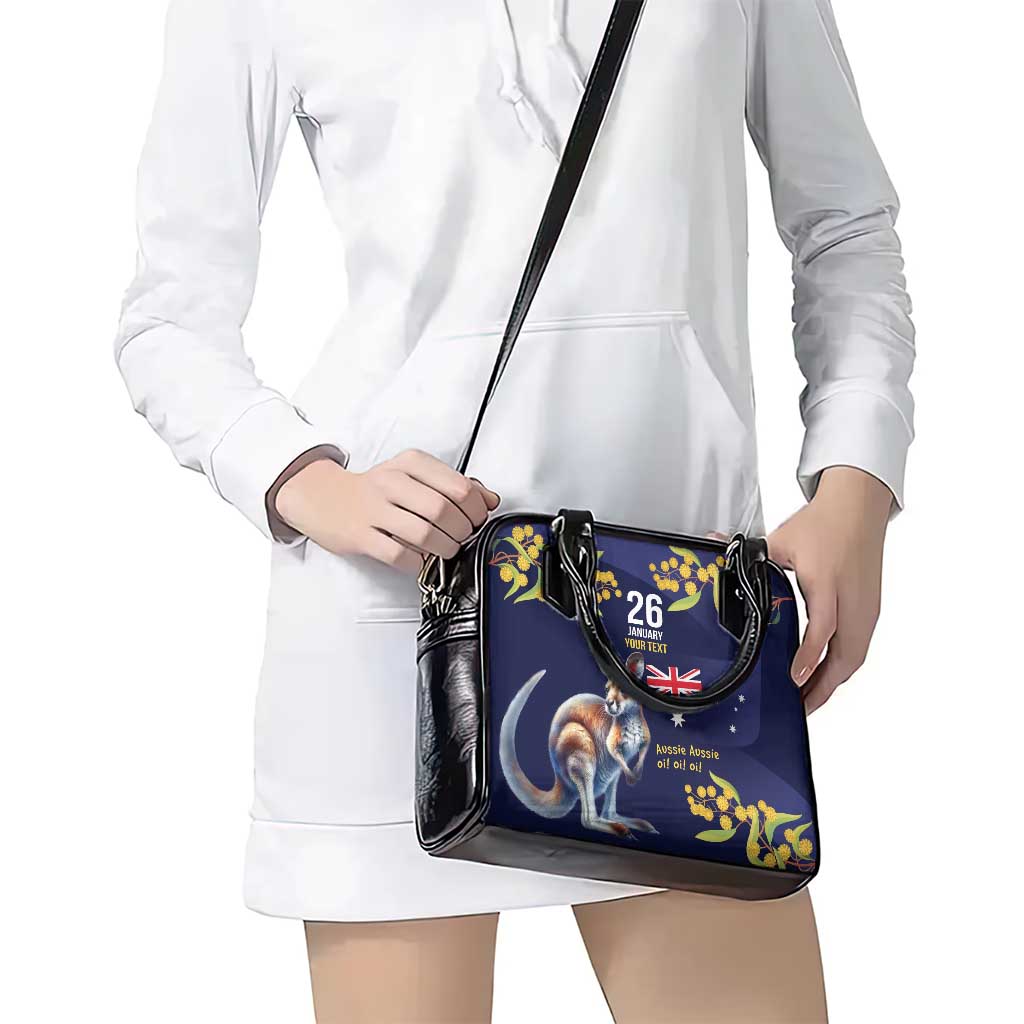 Blue Kangaroo and Golden Wattle Personalised Shoulder Handbag Happy Australia Day 6 January - Vibe Hoodie Shop