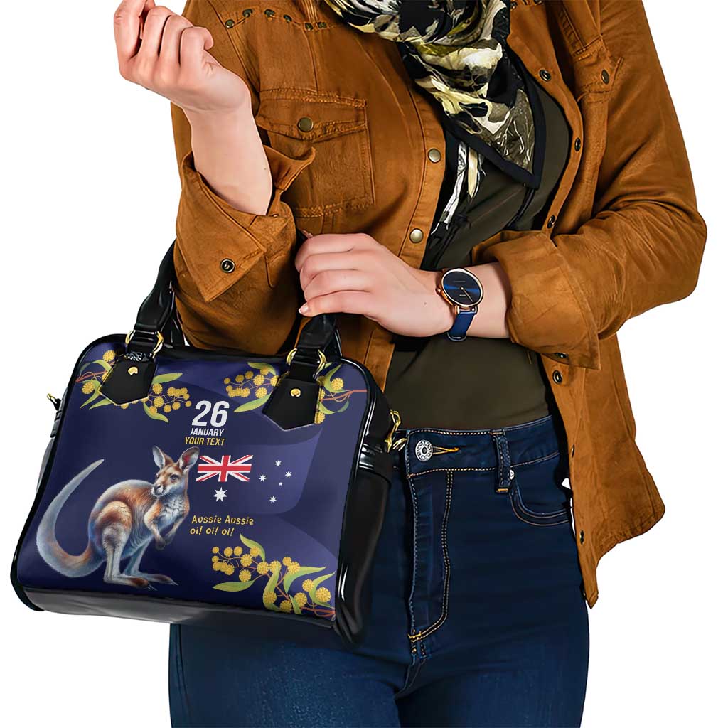 Blue Kangaroo and Golden Wattle Personalised Shoulder Handbag Happy Australia Day 6 January - Vibe Hoodie Shop