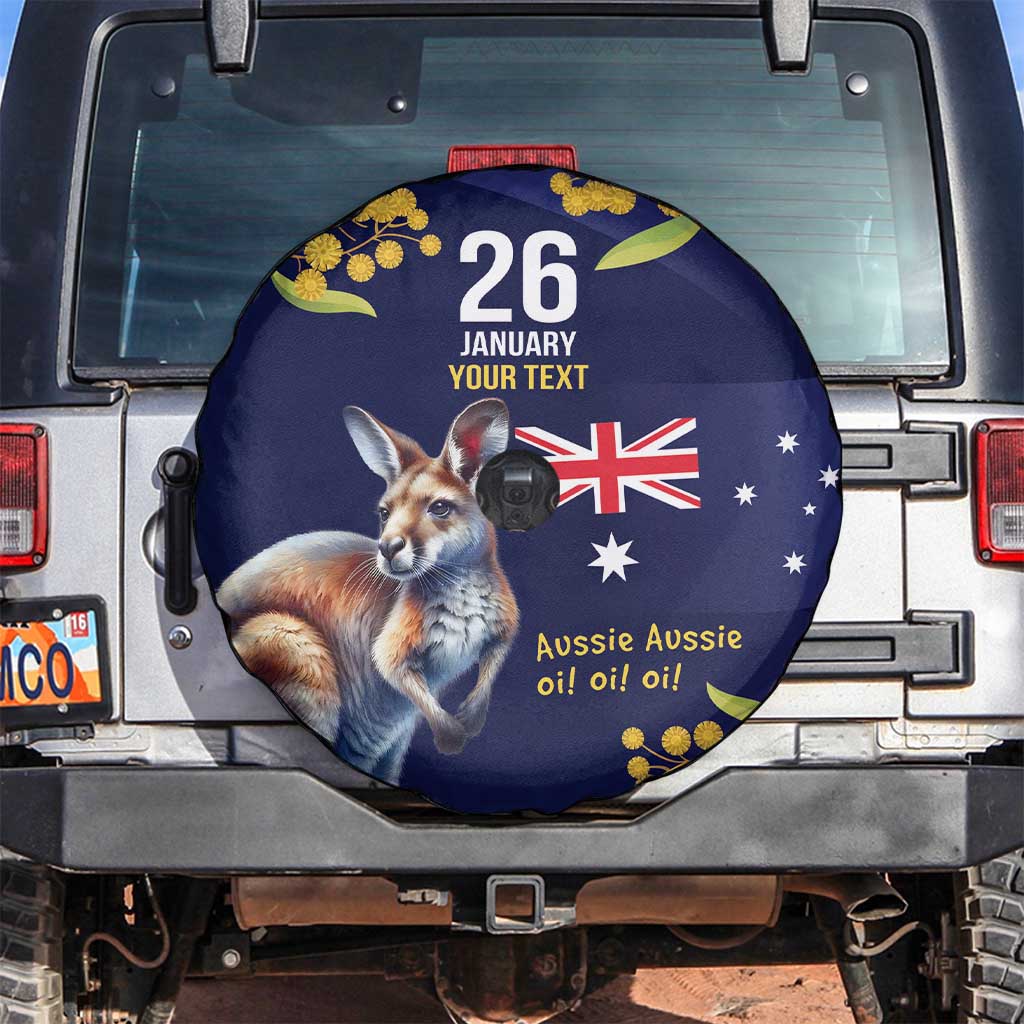 Blue Kangaroo and Golden Wattle Personalised Spare Tire Cover Happy Australia Day 6 January - Vibe Hoodie Shop