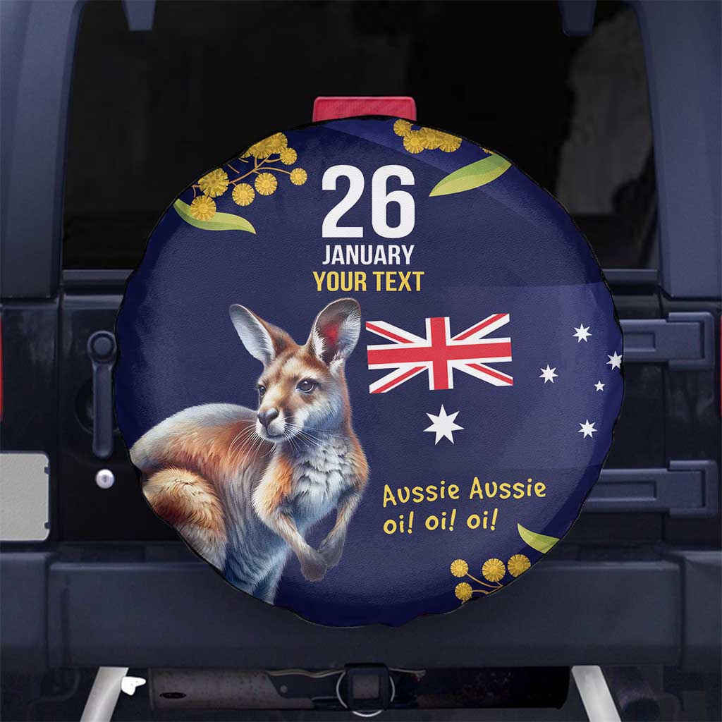 Blue Kangaroo and Golden Wattle Personalised Spare Tire Cover Happy Australia Day 6 January - Vibe Hoodie Shop