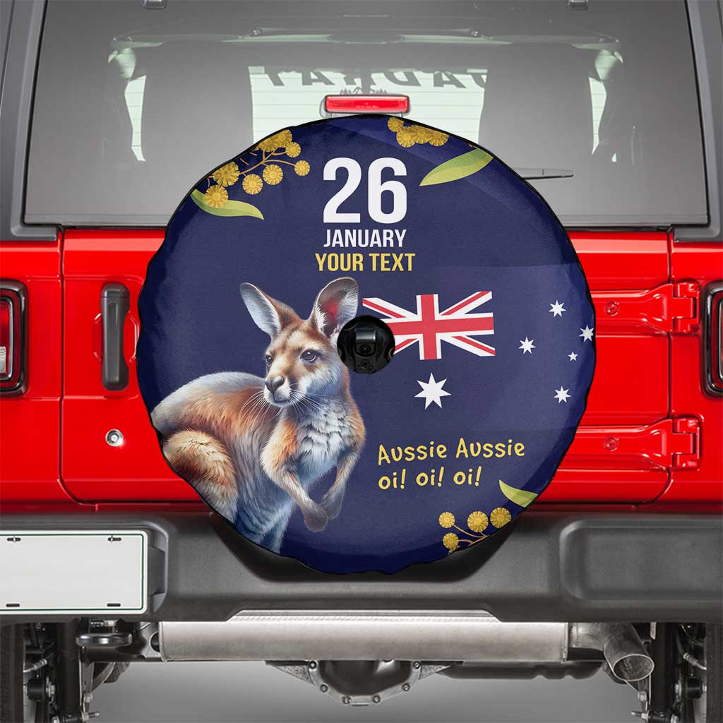 Blue Kangaroo and Golden Wattle Personalised Spare Tire Cover Happy Australia Day 6 January - Vibe Hoodie Shop