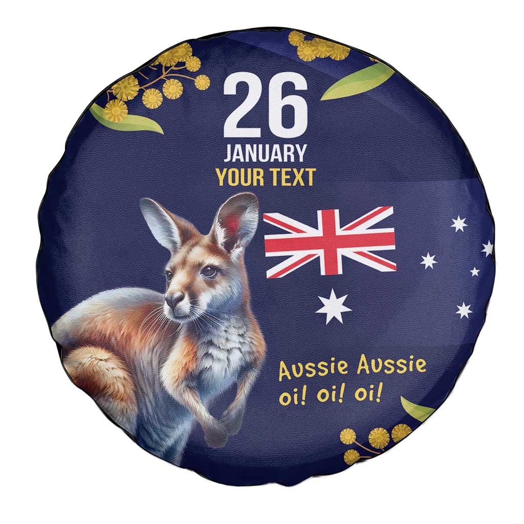 Blue Kangaroo and Golden Wattle Personalised Spare Tire Cover Happy Australia Day 6 January - Vibe Hoodie Shop