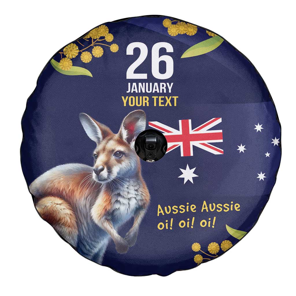 Blue Kangaroo and Golden Wattle Personalised Spare Tire Cover Happy Australia Day 6 January - Vibe Hoodie Shop