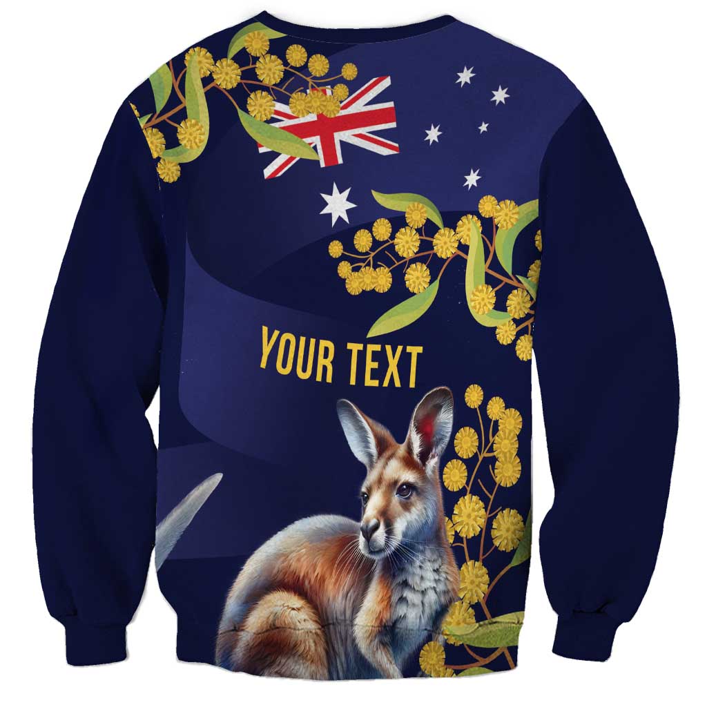 Blue Kangaroo and Golden Wattle Personalised Sweatshirt Happy Australia Day 6 January - Vibe Hoodie Shop