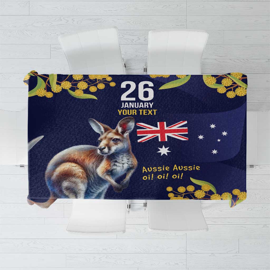 Blue Kangaroo and Golden Wattle Personalised Tablecloth Happy Australia Day 6 January