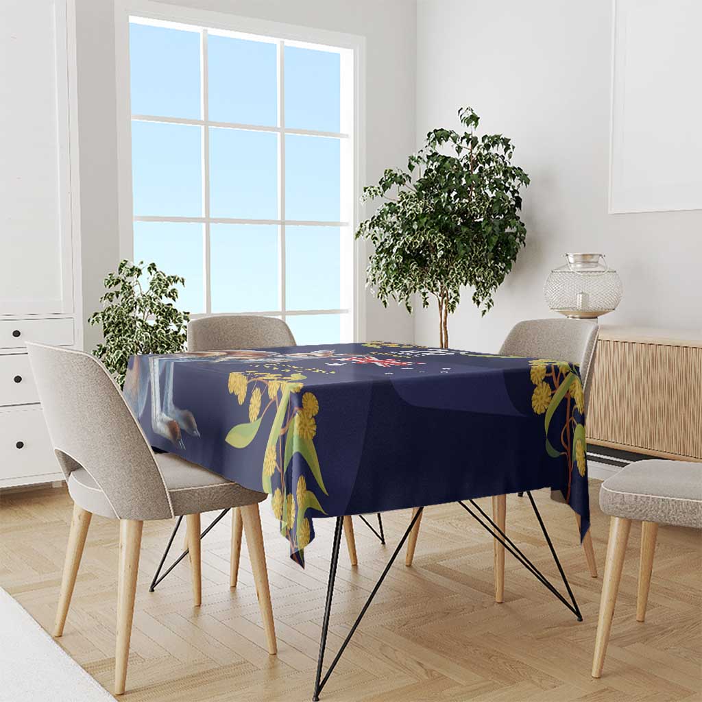 Blue Kangaroo and Golden Wattle Personalised Tablecloth Happy Australia Day 6 January