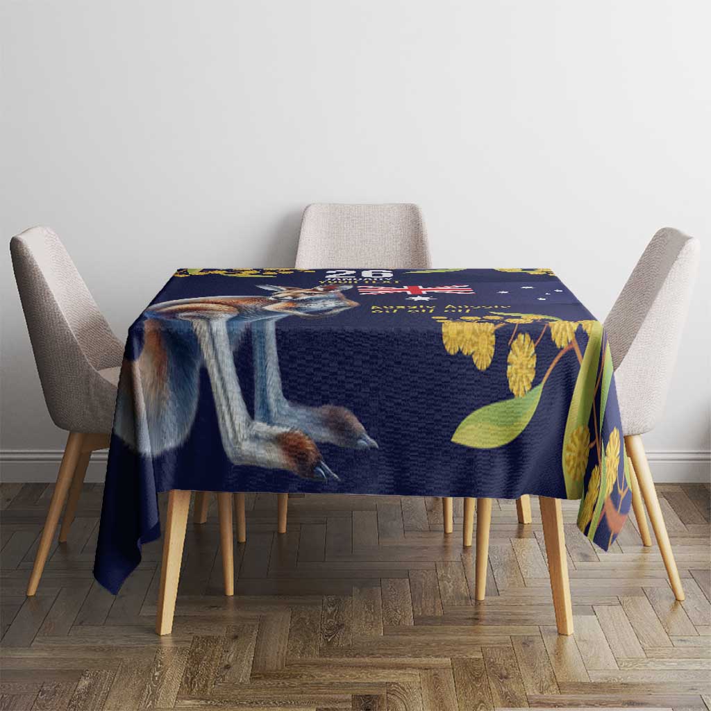 Blue Kangaroo and Golden Wattle Personalised Tablecloth Happy Australia Day 6 January