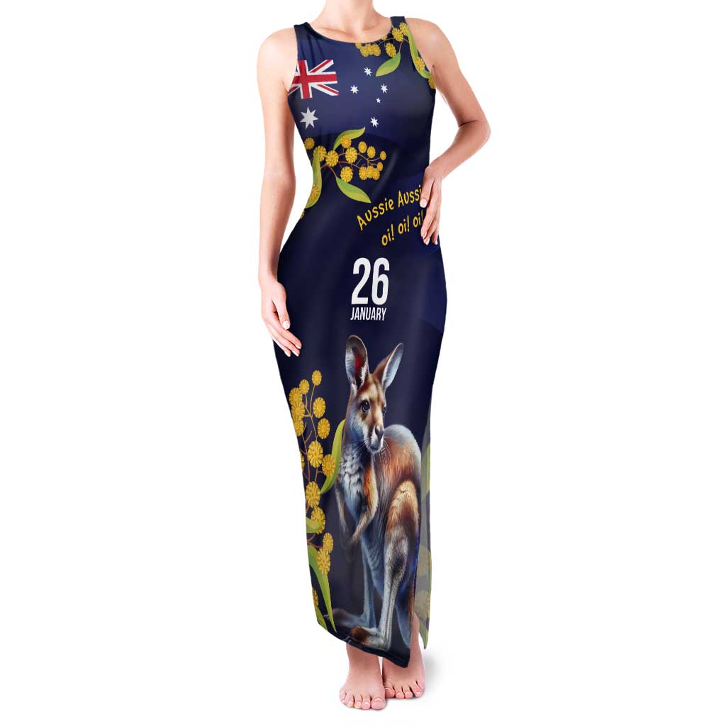 Blue Kangaroo and Golden Wattle Personalised Tank Maxi Dress Happy Australia Day 6 January