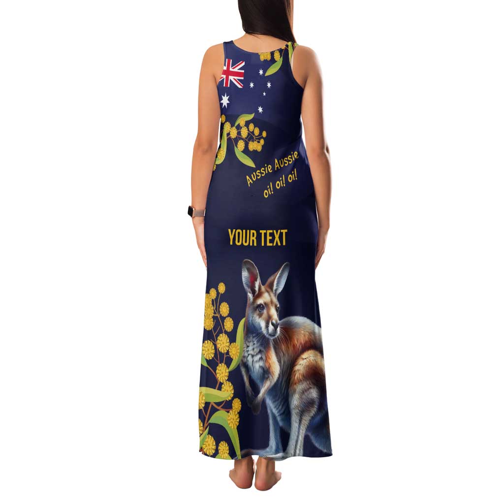 Blue Kangaroo and Golden Wattle Personalised Tank Maxi Dress Happy Australia Day 6 January