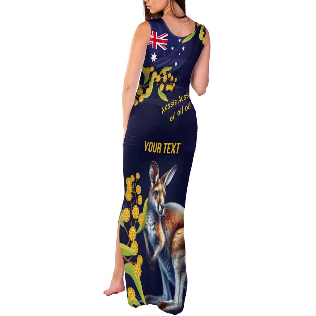 Blue Kangaroo and Golden Wattle Personalised Tank Maxi Dress Happy Australia Day 6 January