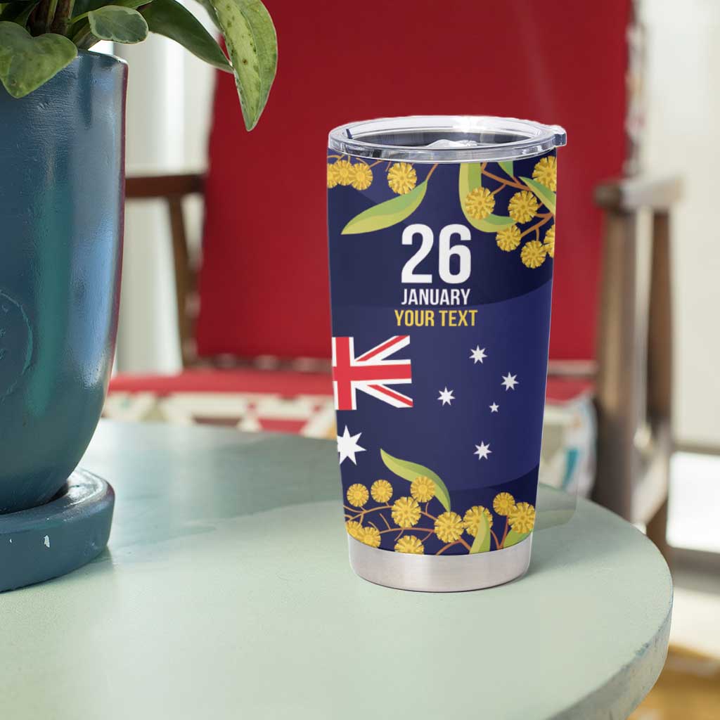 Blue Kangaroo and Golden Wattle Personalised Tumbler Cup Happy Australia Day 6 January