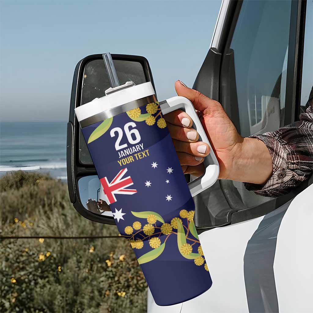 Blue Kangaroo and Golden Wattle Personalised Tumbler With Handle Happy Australia Day 6 January