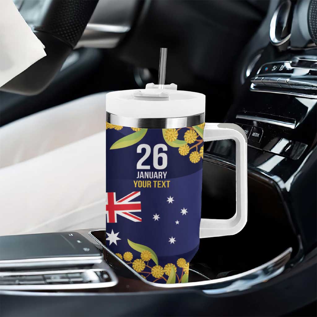 Blue Kangaroo and Golden Wattle Personalised Tumbler With Handle Happy Australia Day 6 January