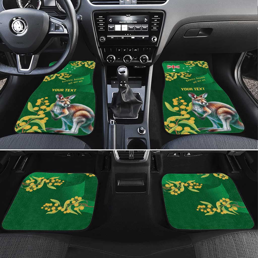 Green Kangaroo and Golden Wattle Personalised Car Mats Happy Australia Day 6 January