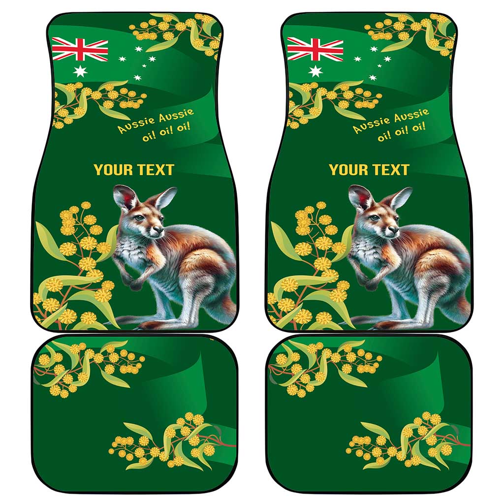 Green Kangaroo and Golden Wattle Personalised Car Mats Happy Australia Day 6 January