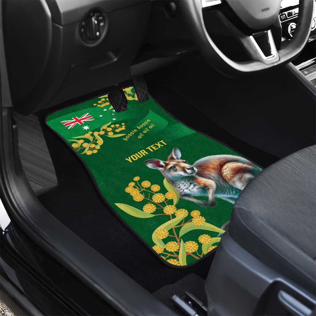 Green Kangaroo and Golden Wattle Personalised Car Mats Happy Australia Day 6 January