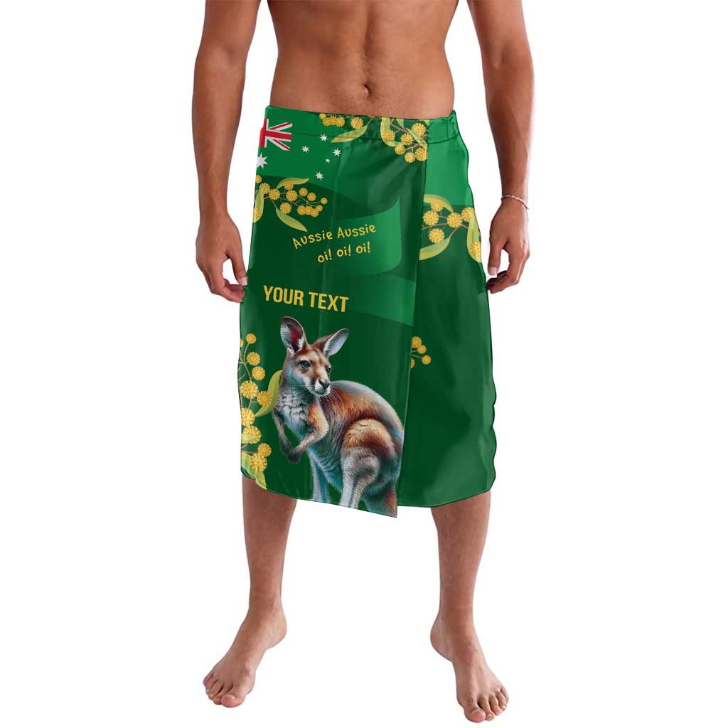 Green Kangaroo and Golden Wattle Personalised Lavalava Happy Australia Day 6 January