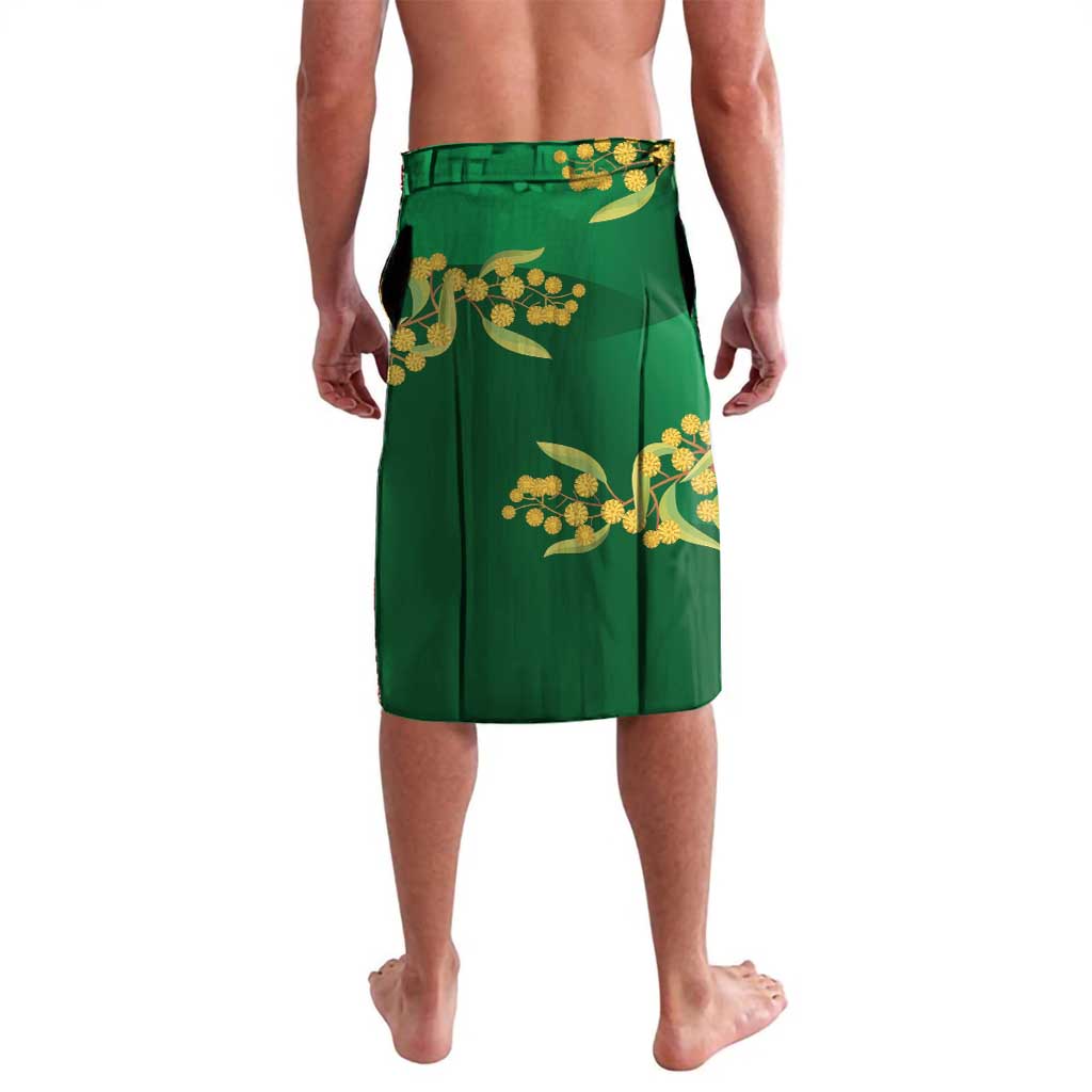 Green Kangaroo and Golden Wattle Personalised Lavalava Happy Australia Day 6 January