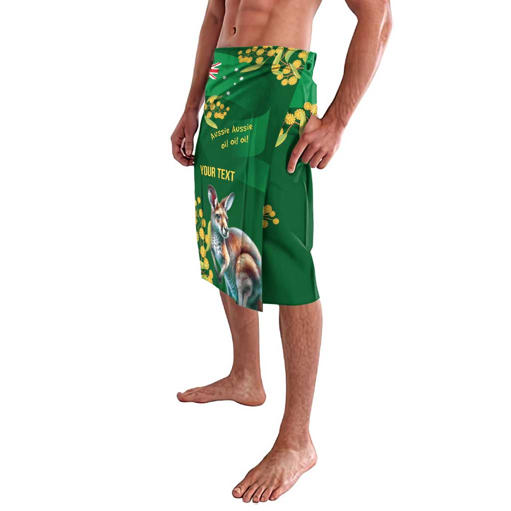 Green Kangaroo and Golden Wattle Personalised Lavalava Happy Australia Day 6 January