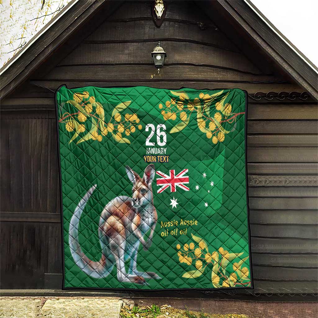 Green Kangaroo and Golden Wattle Personalised Quilt Happy Australia Day 6 January - Vibe Hoodie Shop