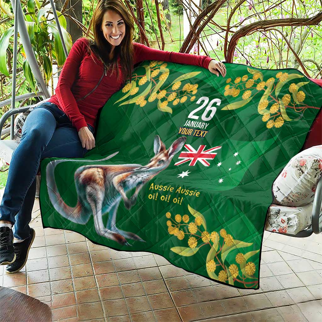 Green Kangaroo and Golden Wattle Personalised Quilt Happy Australia Day 6 January - Vibe Hoodie Shop