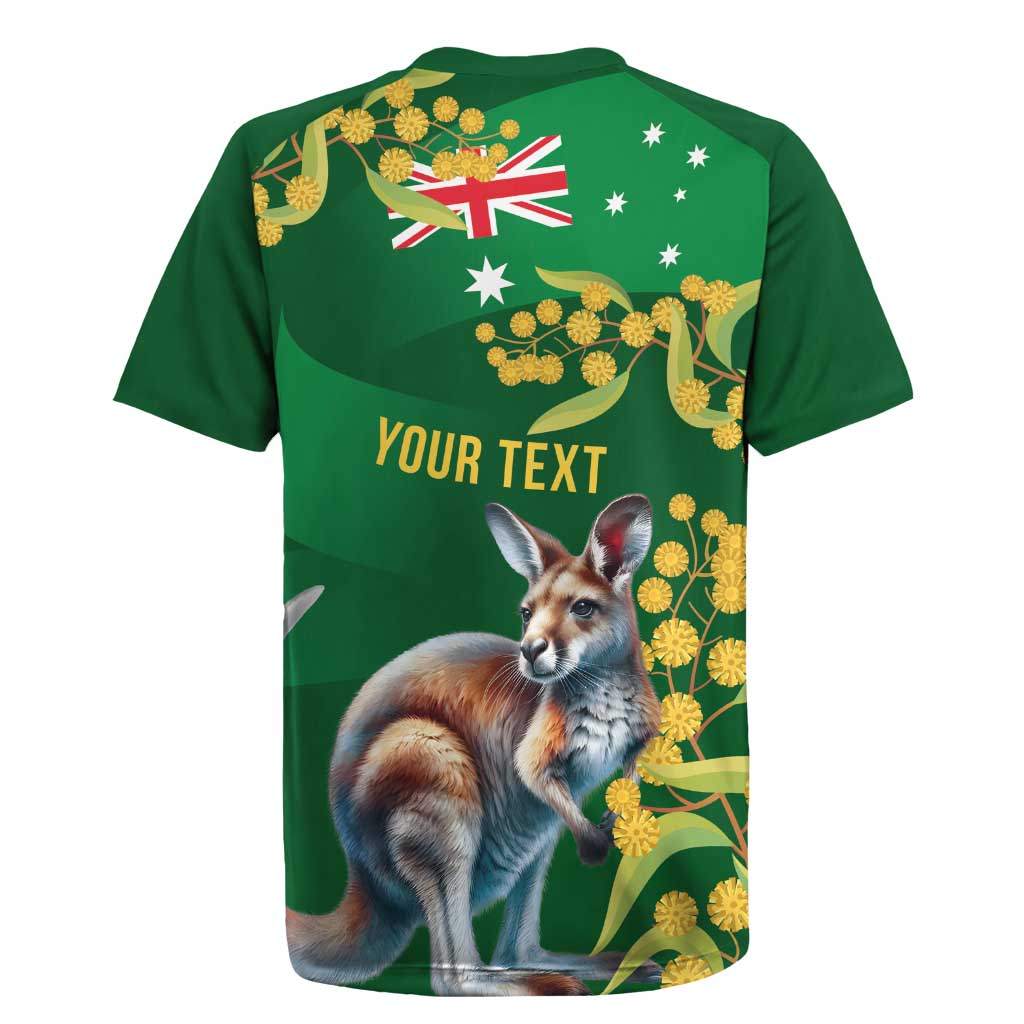 Green Kangaroo and Golden Wattle Personalised Rugby Jersey Happy Australia Day 6 January