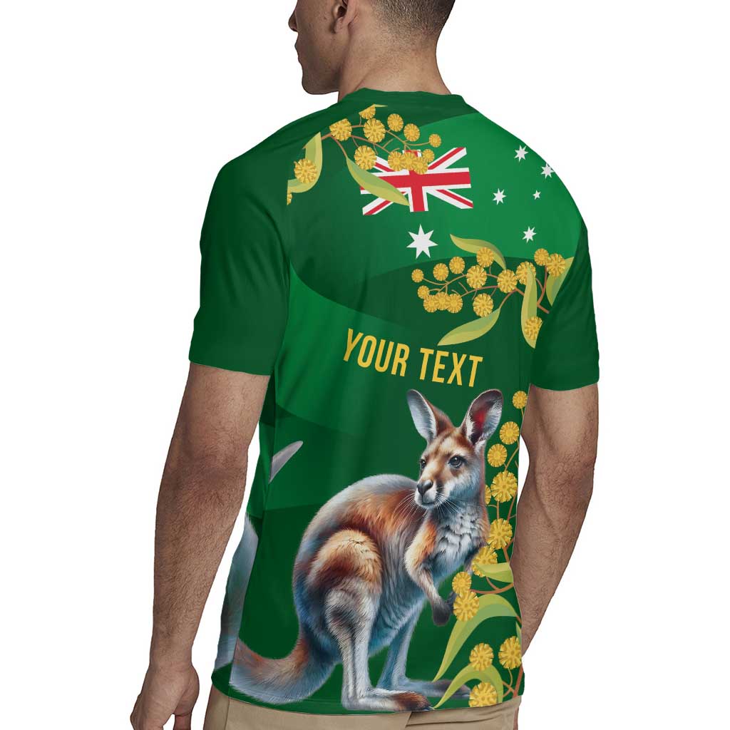 Green Kangaroo and Golden Wattle Personalised Rugby Jersey Happy Australia Day 6 January