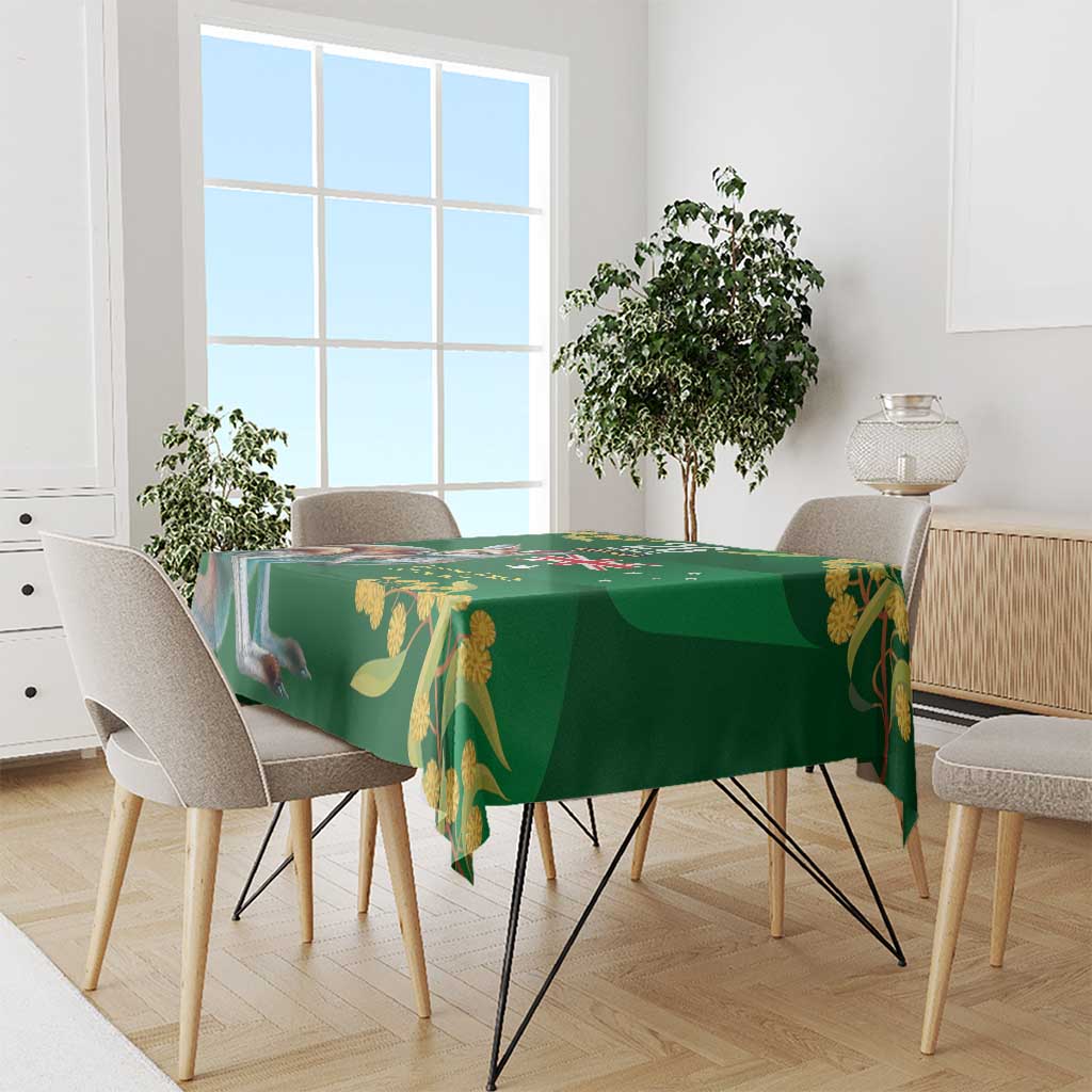 Green Kangaroo and Golden Wattle Personalised Tablecloth Happy Australia Day 6 January