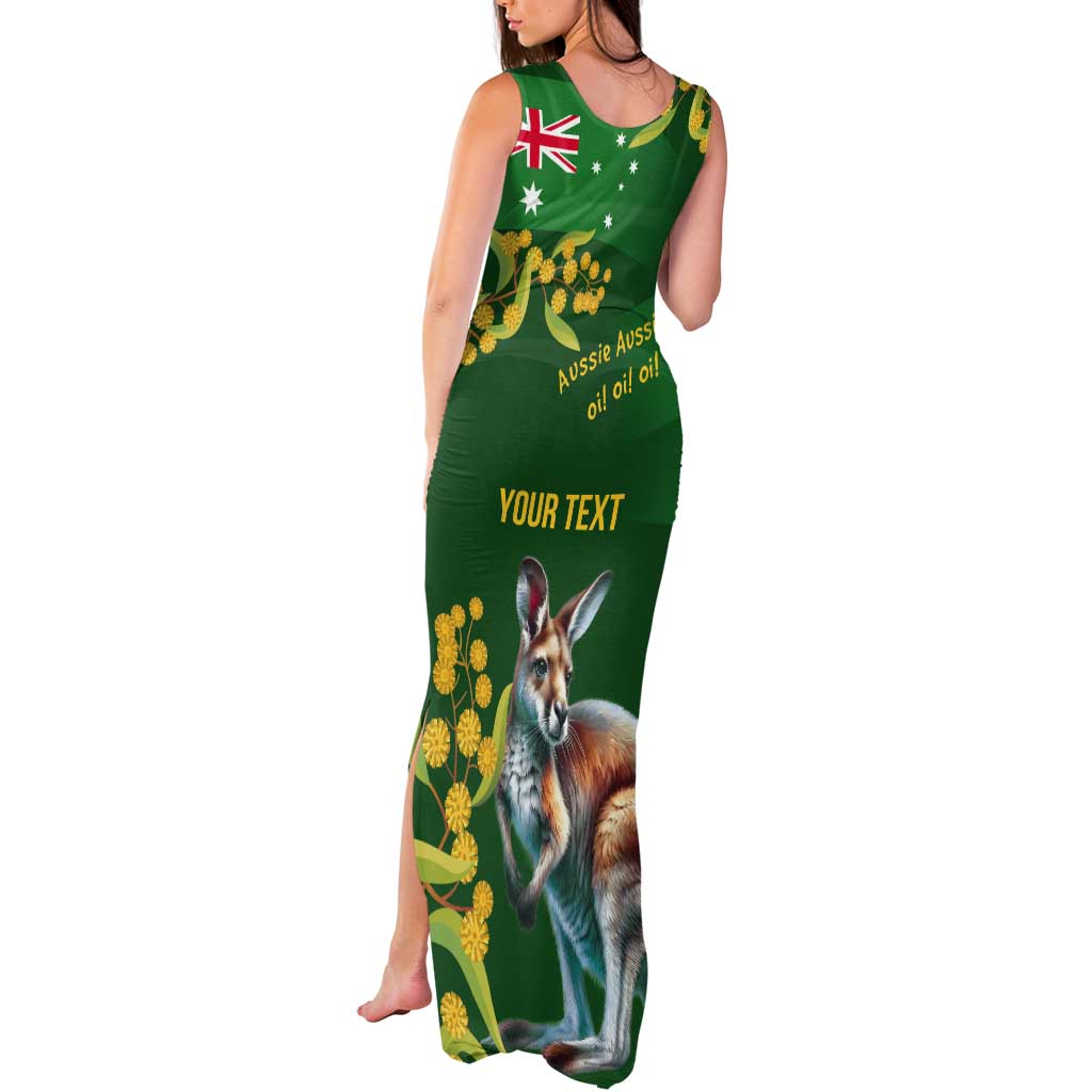 Green Kangaroo and Golden Wattle Personalised Tank Maxi Dress Happy Australia Day 6 January