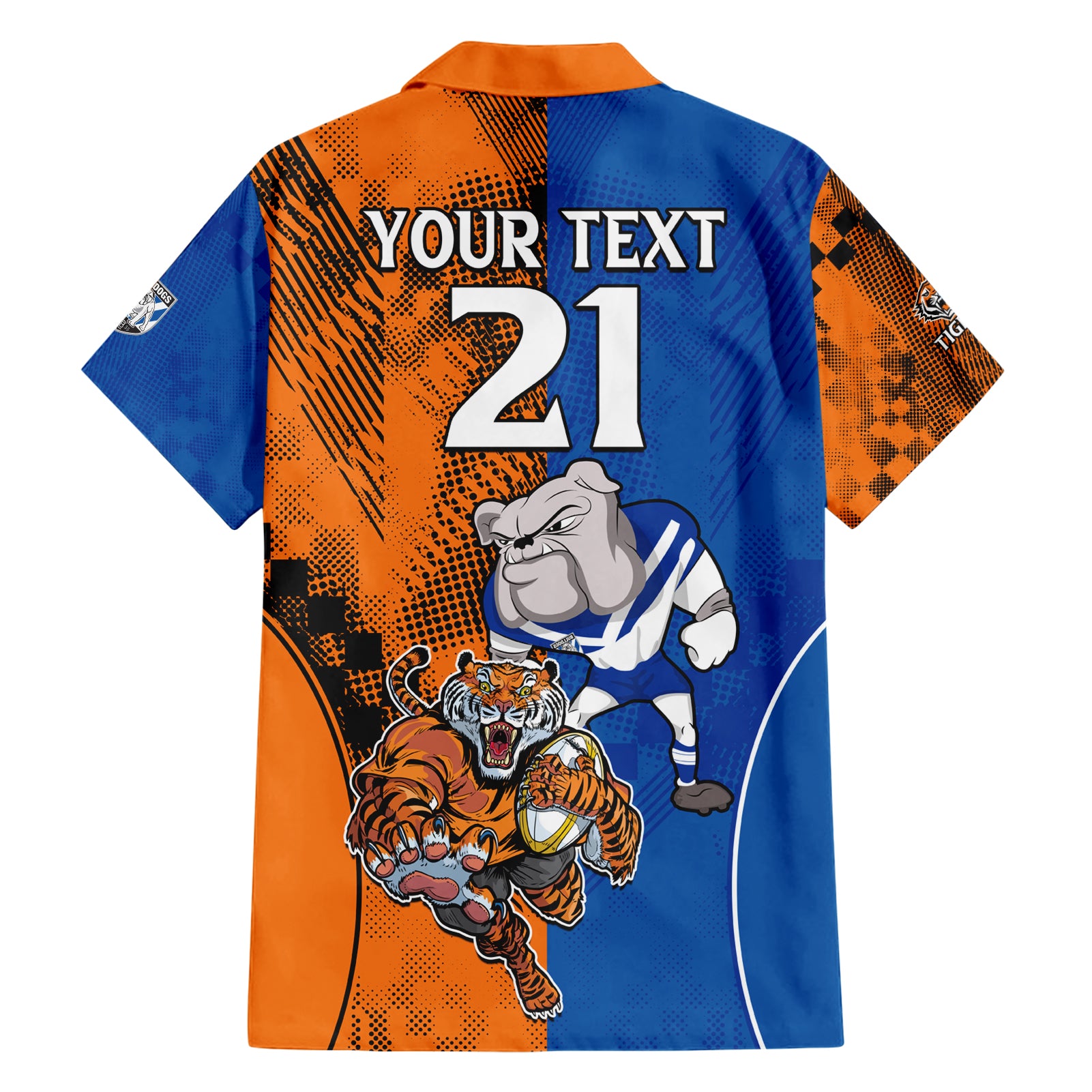 Custom Bulldogs and Tigers Hawaiian Shirt Rugby Mascot With Sporty Style - Vibe Hoodie Shop