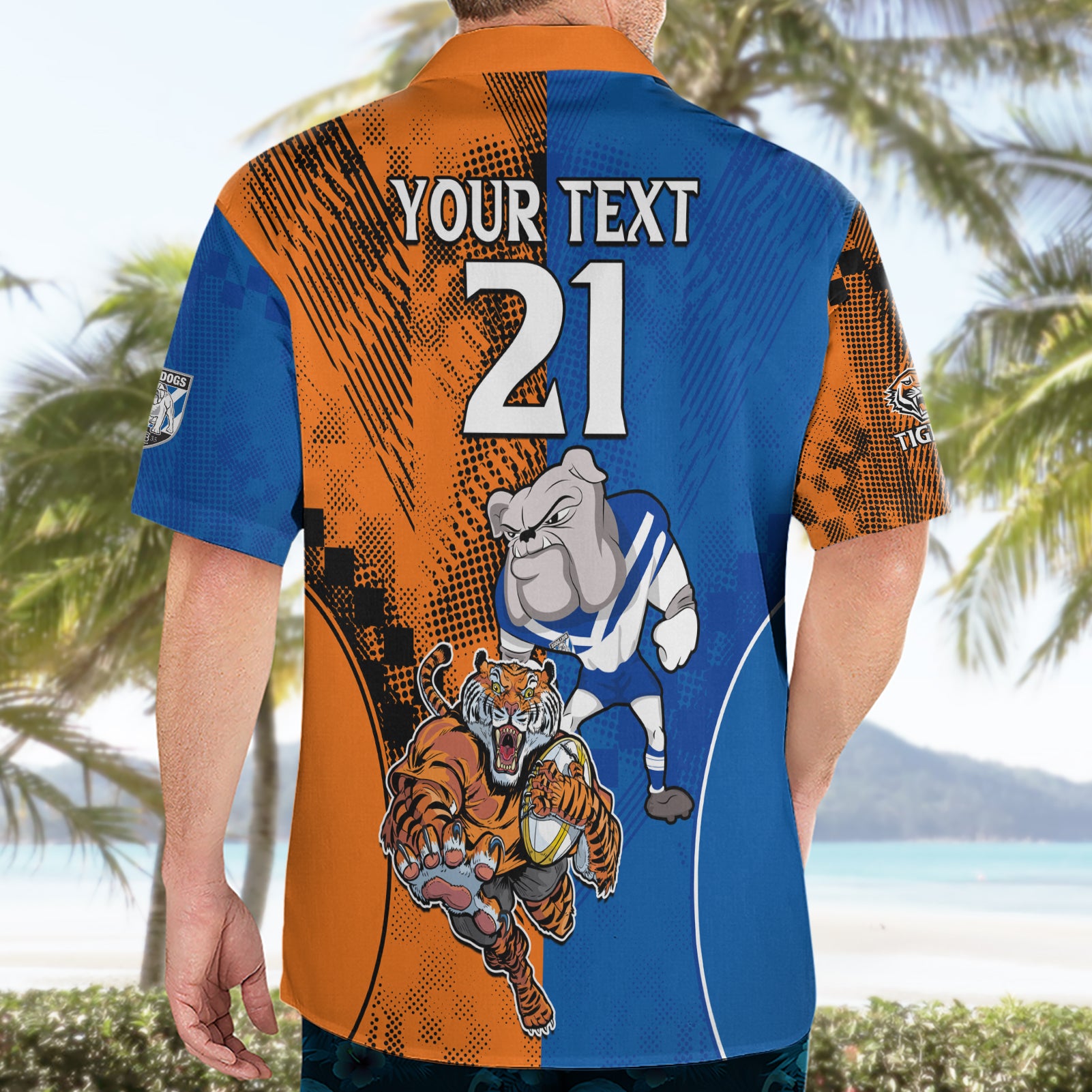 Custom Bulldogs and Tigers Hawaiian Shirt Rugby Mascot With Sporty Style - Vibe Hoodie Shop