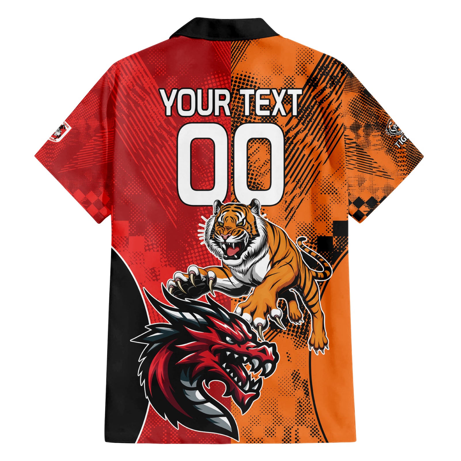 Custom Dragons and Tigers Hawaiian Shirt Rugby Mascot With Sporty Style - Vibe Hoodie Shop