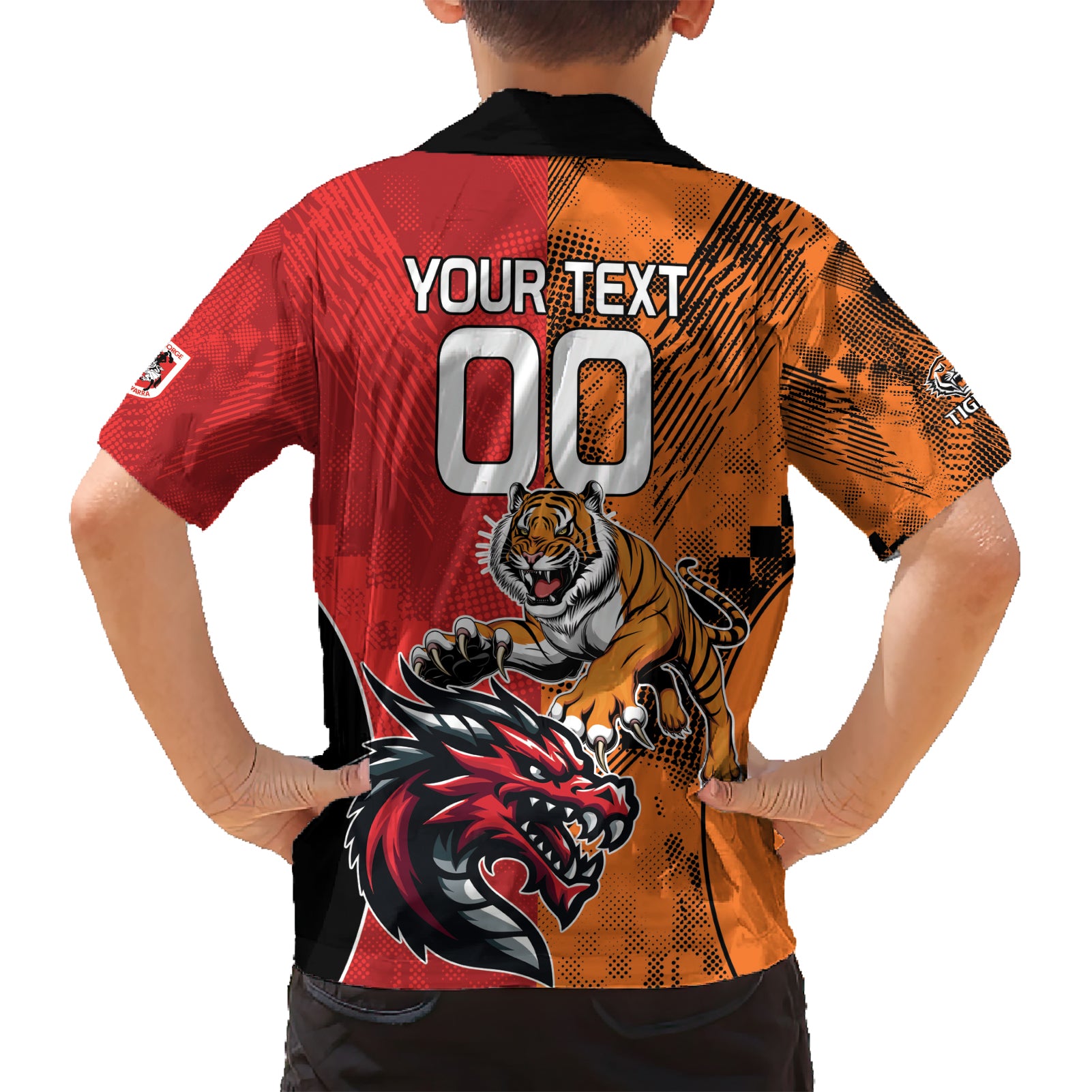 Custom Dragons and Tigers Hawaiian Shirt Rugby Mascot With Sporty Style - Vibe Hoodie Shop