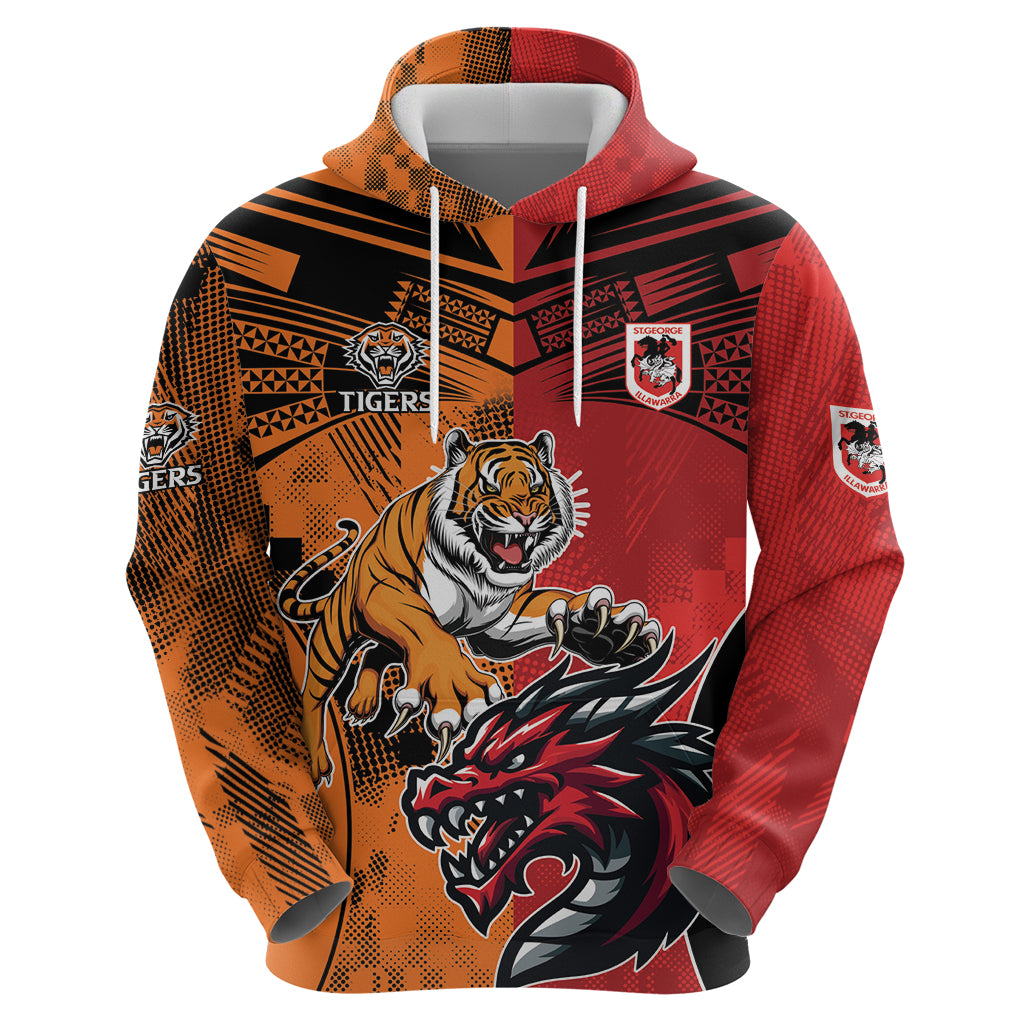 Custom Dragons and Tigers Hoodie Rugby Mascot With Sporty Style LT9 - Vibe Hoodie Shop
