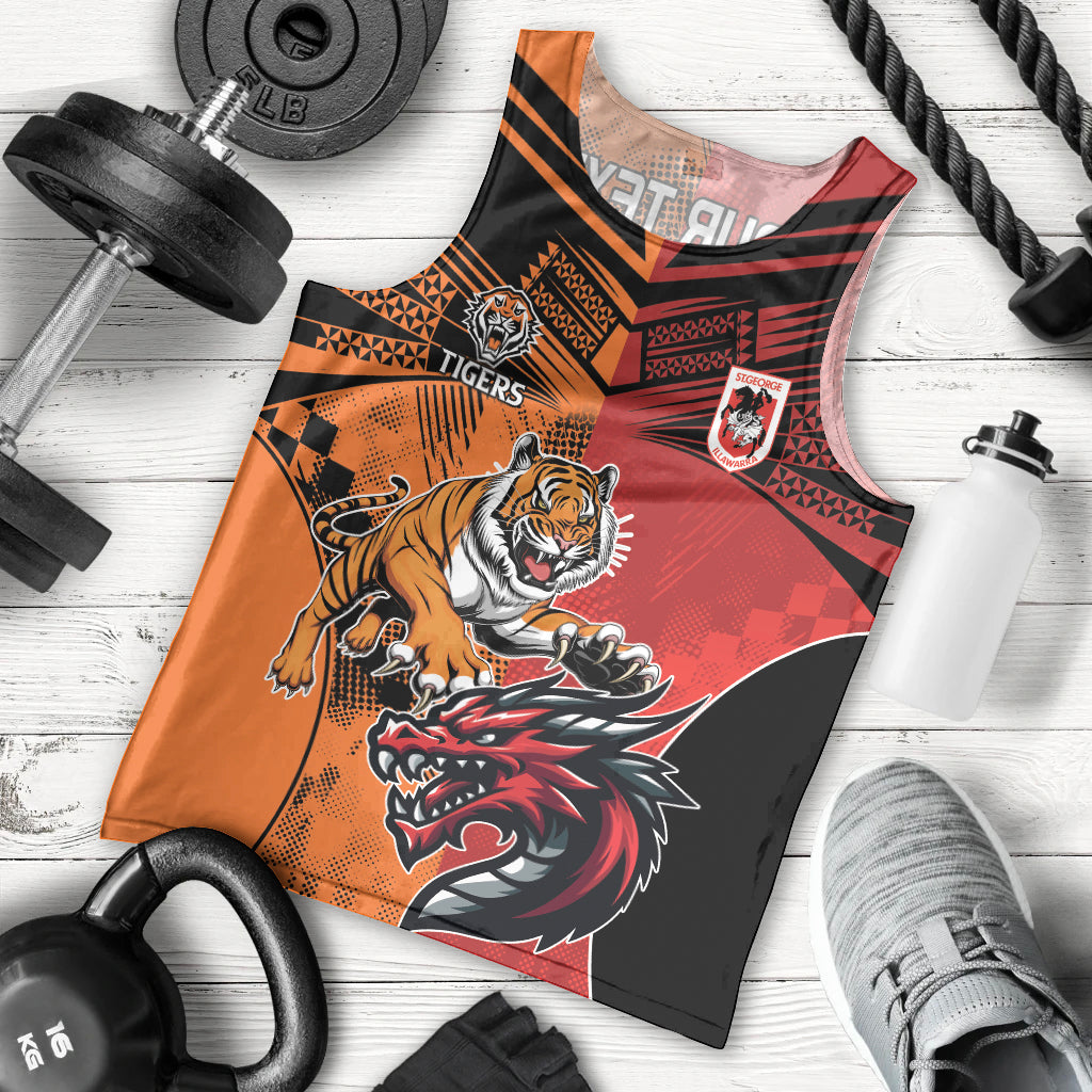 Custom Dragons and Tigers Men Tank Top Rugby Mascot With Sporty Style - Vibe Hoodie Shop