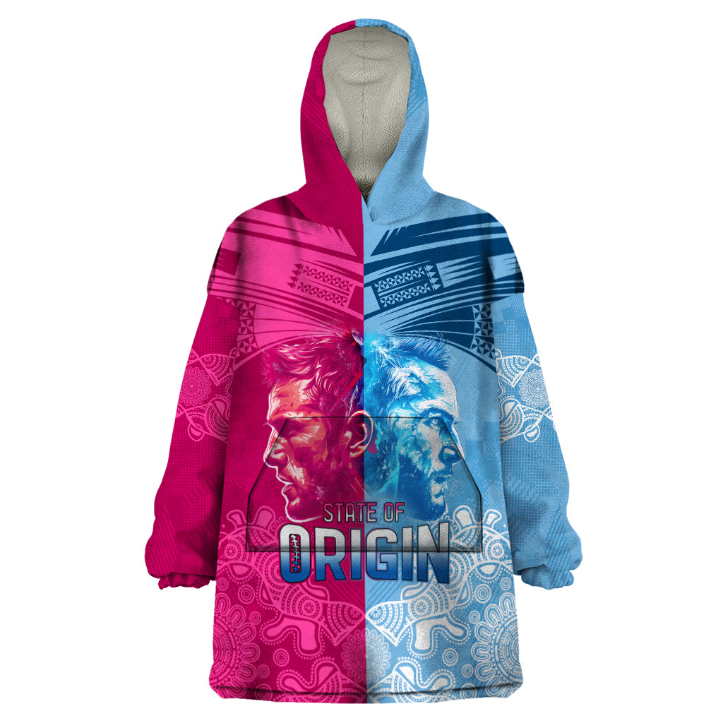 Custom New South Wales and Queensland Wearable Blanket Hoodie Rugby Mascot With Sporty Style - Vibe Hoodie Shop