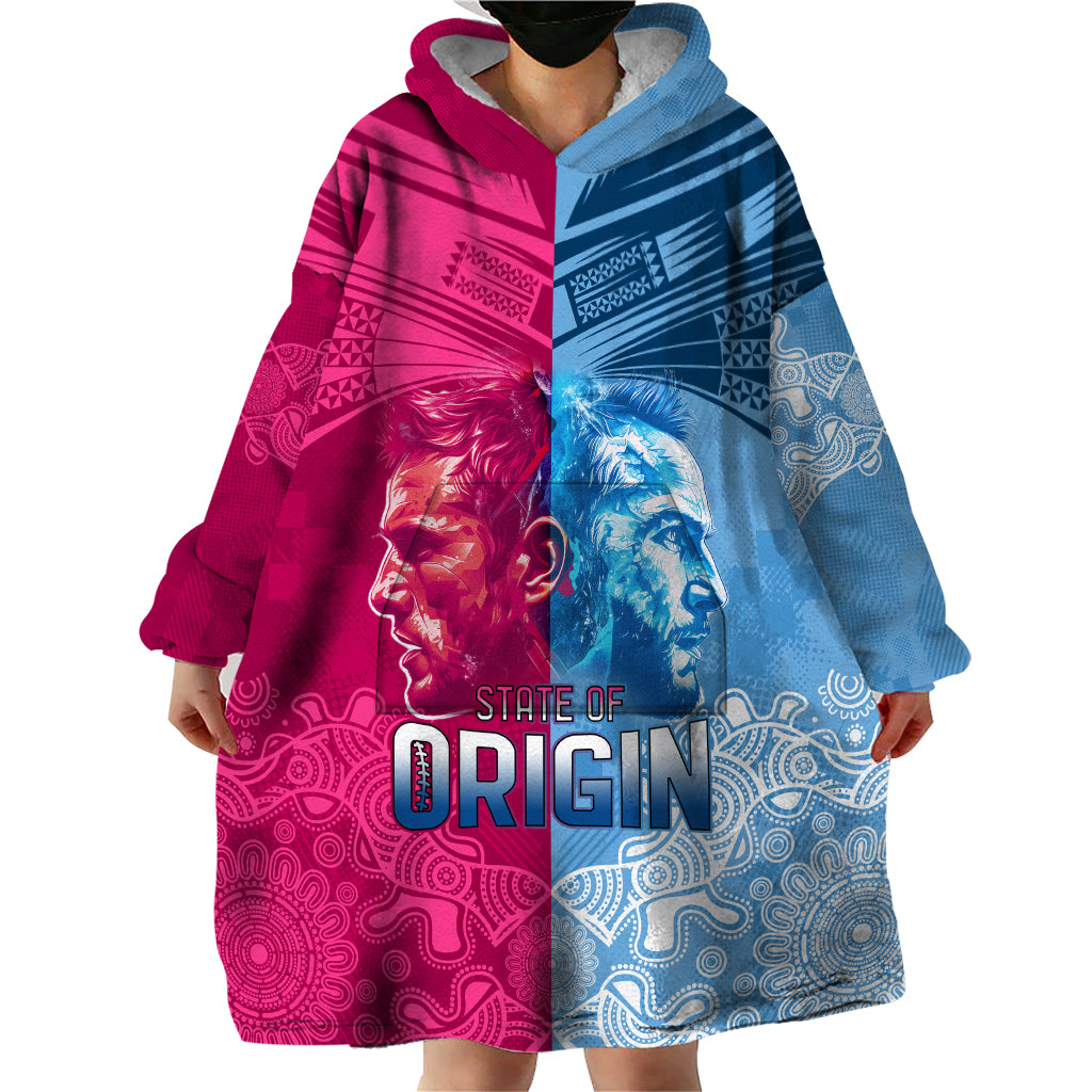 Custom New South Wales and Queensland Wearable Blanket Hoodie Rugby Mascot With Sporty Style - Vibe Hoodie Shop