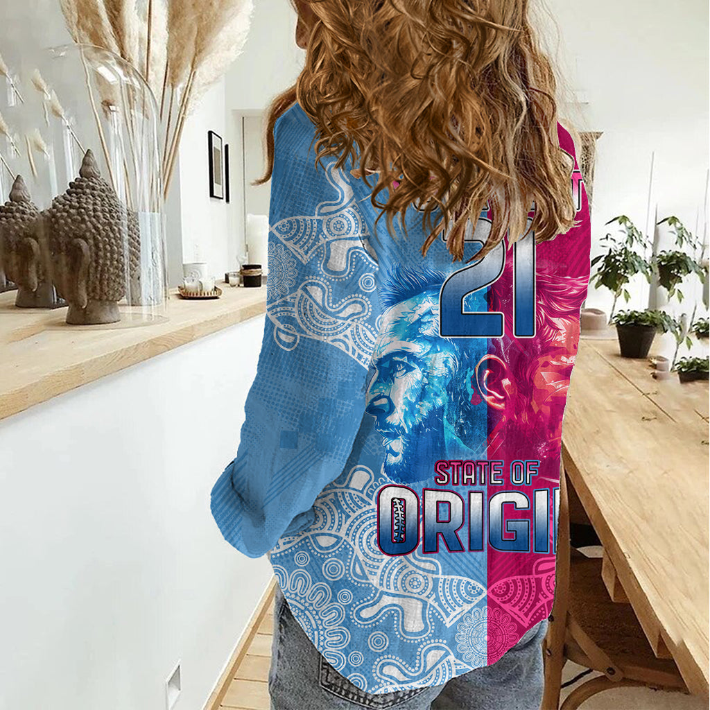 Custom New South Wales and Queensland Women Casual Shirt Rugby Mascot With Sporty Style - Vibe Hoodie Shop