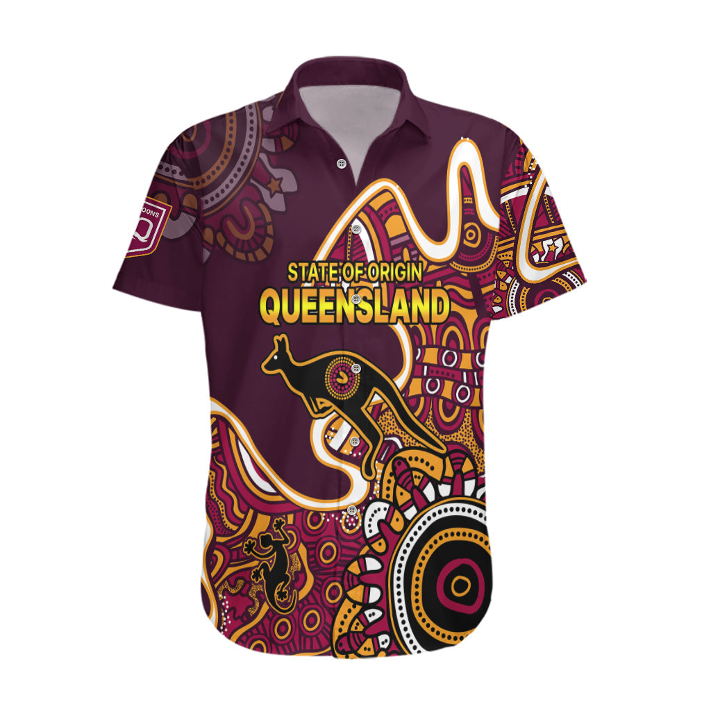 Queensland Rugby Hawaiian Shirt State of Origin Go Maroons Indigenous Tribal - Vibe Hoodie Shop