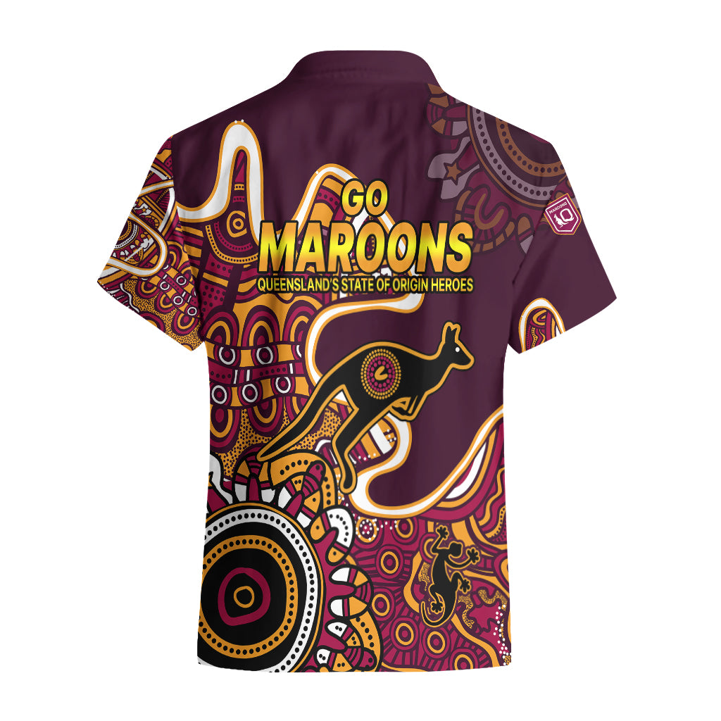 Queensland Rugby Hawaiian Shirt State of Origin Go Maroons Indigenous Tribal - Vibe Hoodie Shop